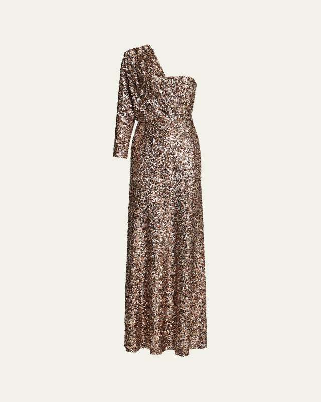 Ramona One-Shoulder Sequin Gown